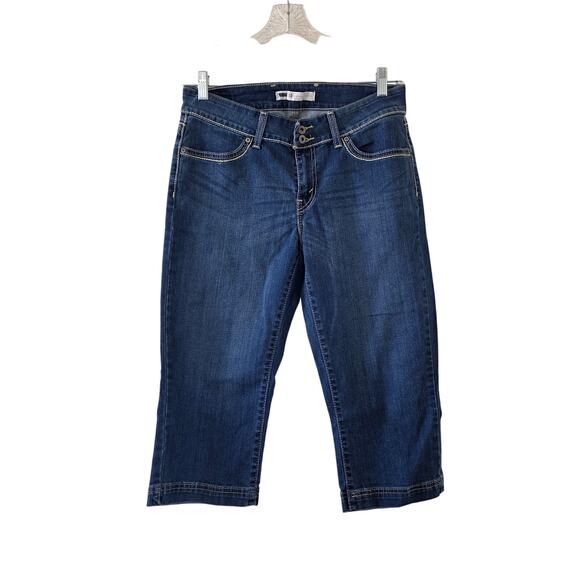 Levis 545 Bootcut Capri Jeans Blue Women Size 10 Mid Rise Stretch Denim - Picture 1 of 10